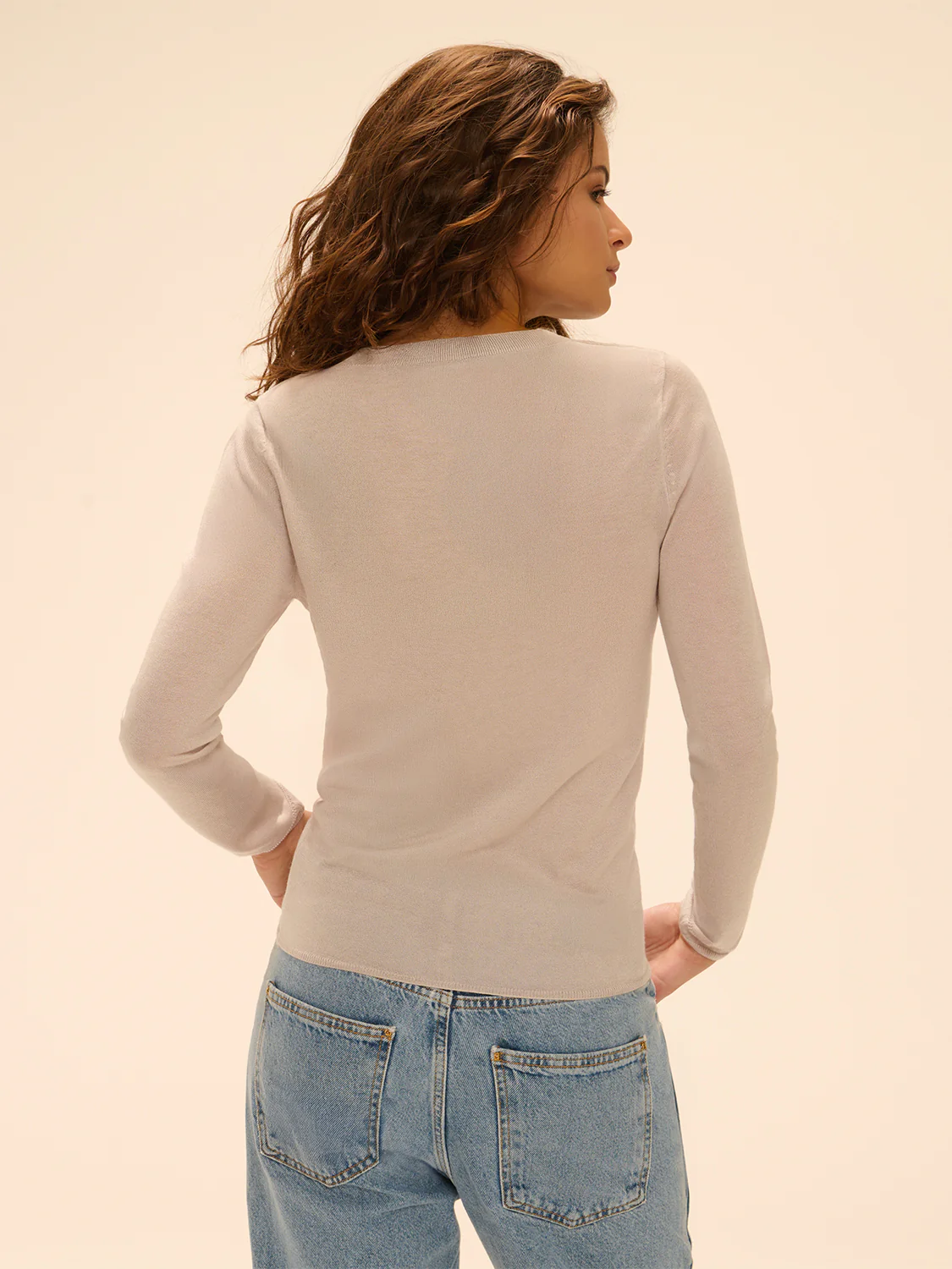 Long Sleeve Top - Mottled beige - Image 2