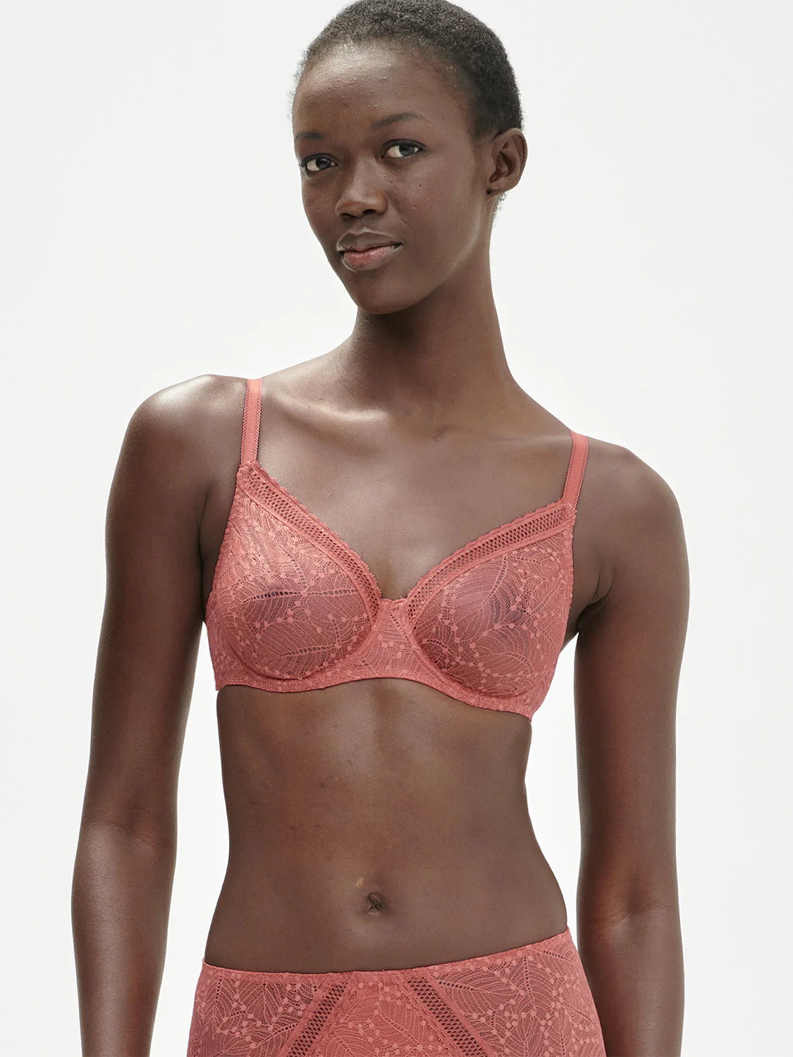 Plunging moulded underwired bra - Texas Pink