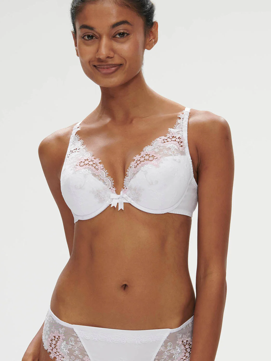 Plunging push-up bra - Cristal White